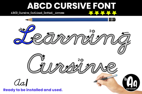Abcd Cursive Outlined Dotted Arrows: A Handwritten Font for Thoughtful Editorial Design
